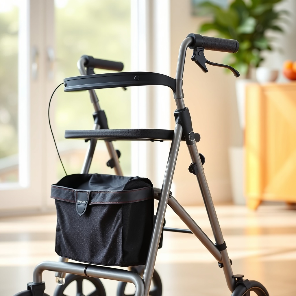 <clean photorealistic photo of a Bort Mobil Vital Rollator in a bright indoor setting with