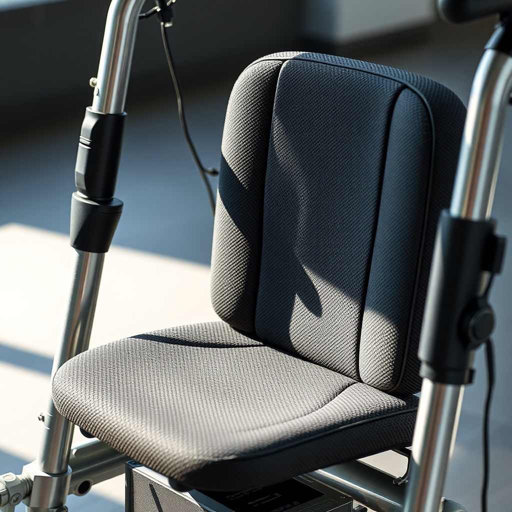 Nahaufnahme der Sitzfläche des Bort Mobil Vital Rollators mit strukturierter Polsterung