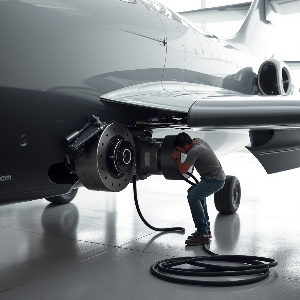 <clean photorealistic photo of Raz Design Jet 4 being maintained